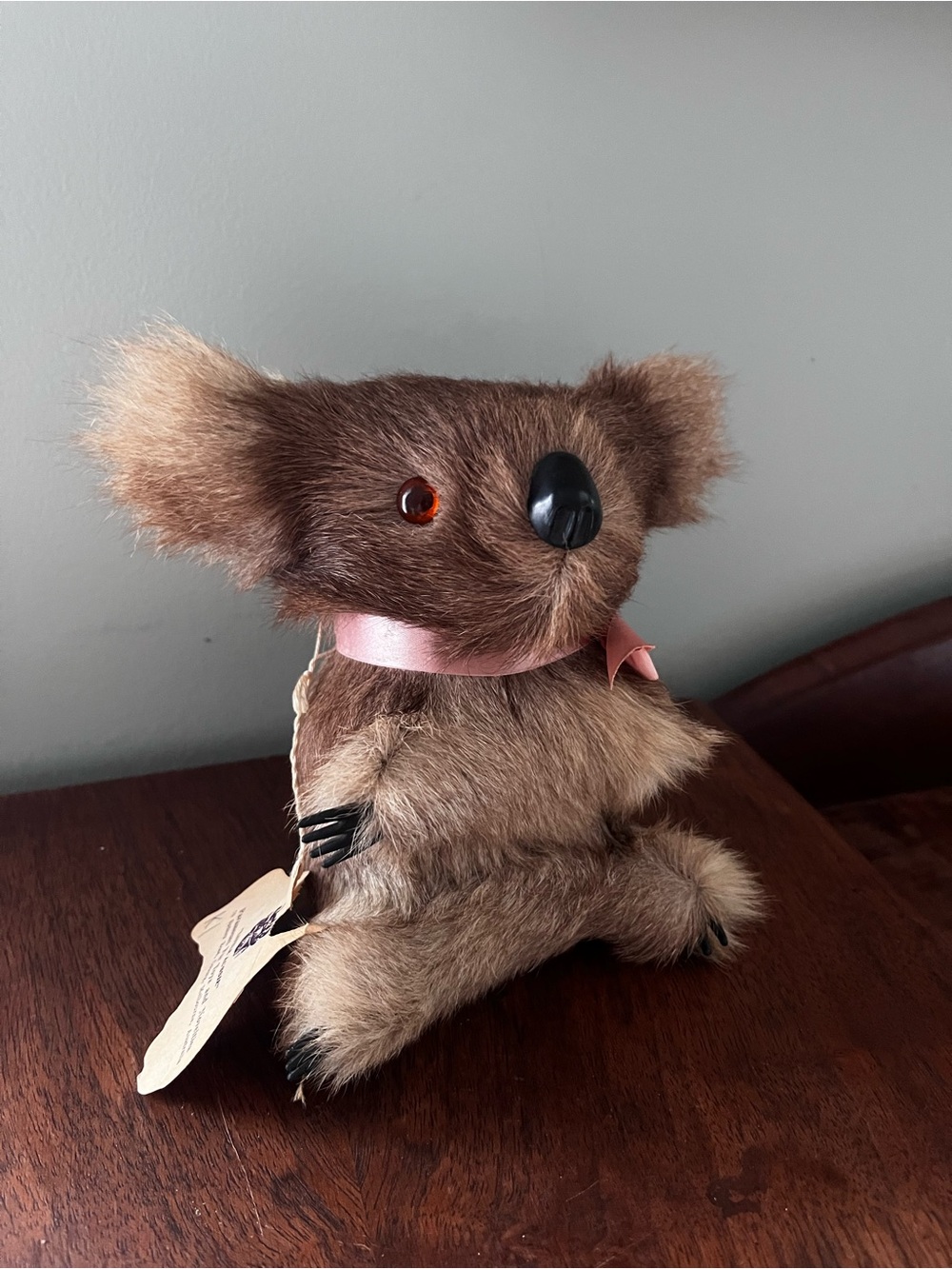 Vintage Koala Bear Stuffed Animal With Kangaroo Wallaby Fur AUSTRALIAN tag